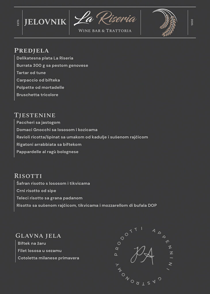 La Riseria - Menu